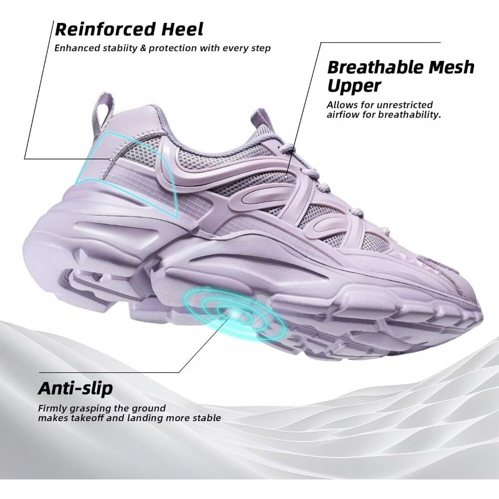 Women's Purple Slip-On Running Shoes Lightweight Mesh Walking Sneakers for Gym - Picture 5 of 7